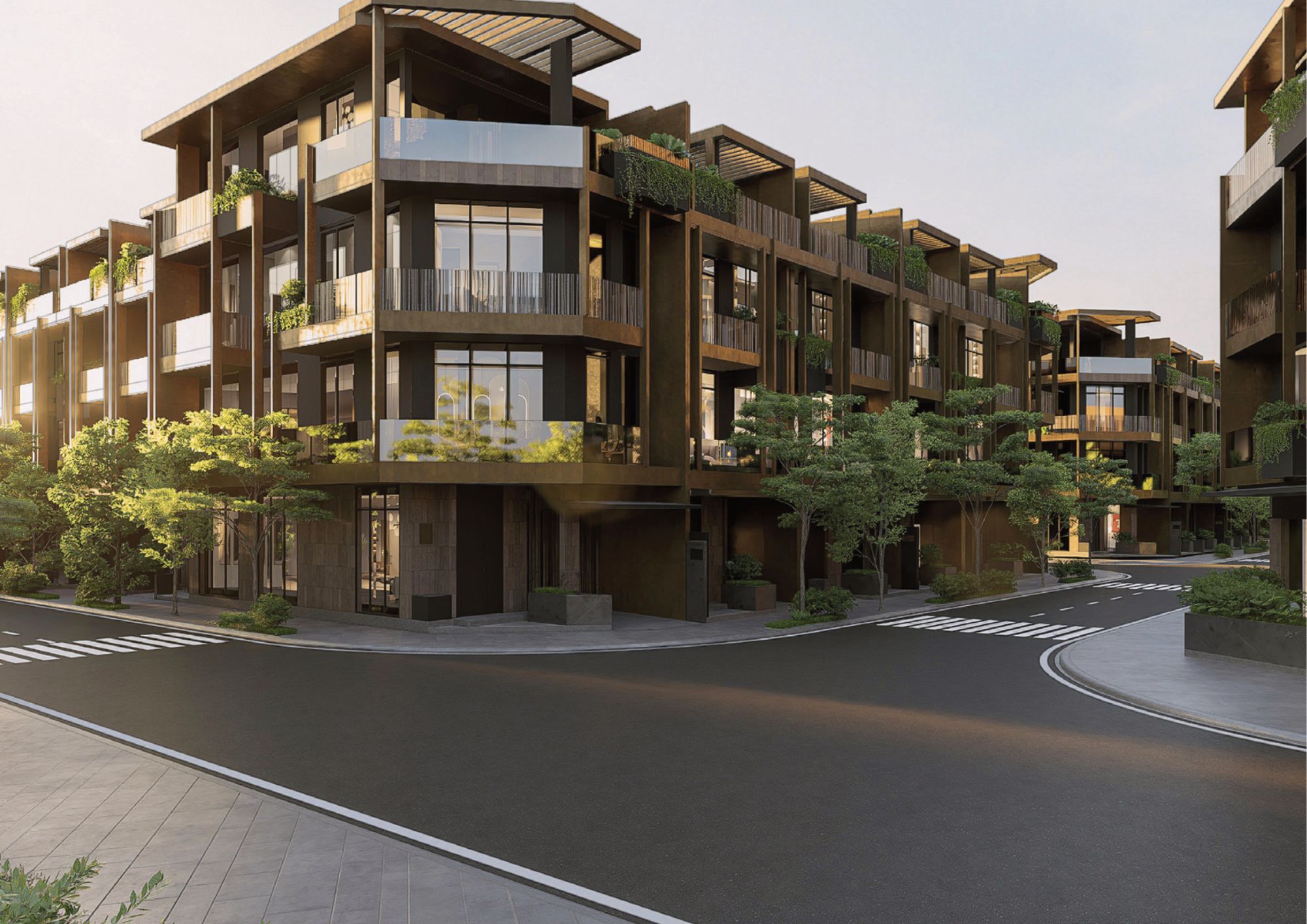Phối cảnh khối townhouse nhà phố thấp tầng Xuân Mai BMT Gateway